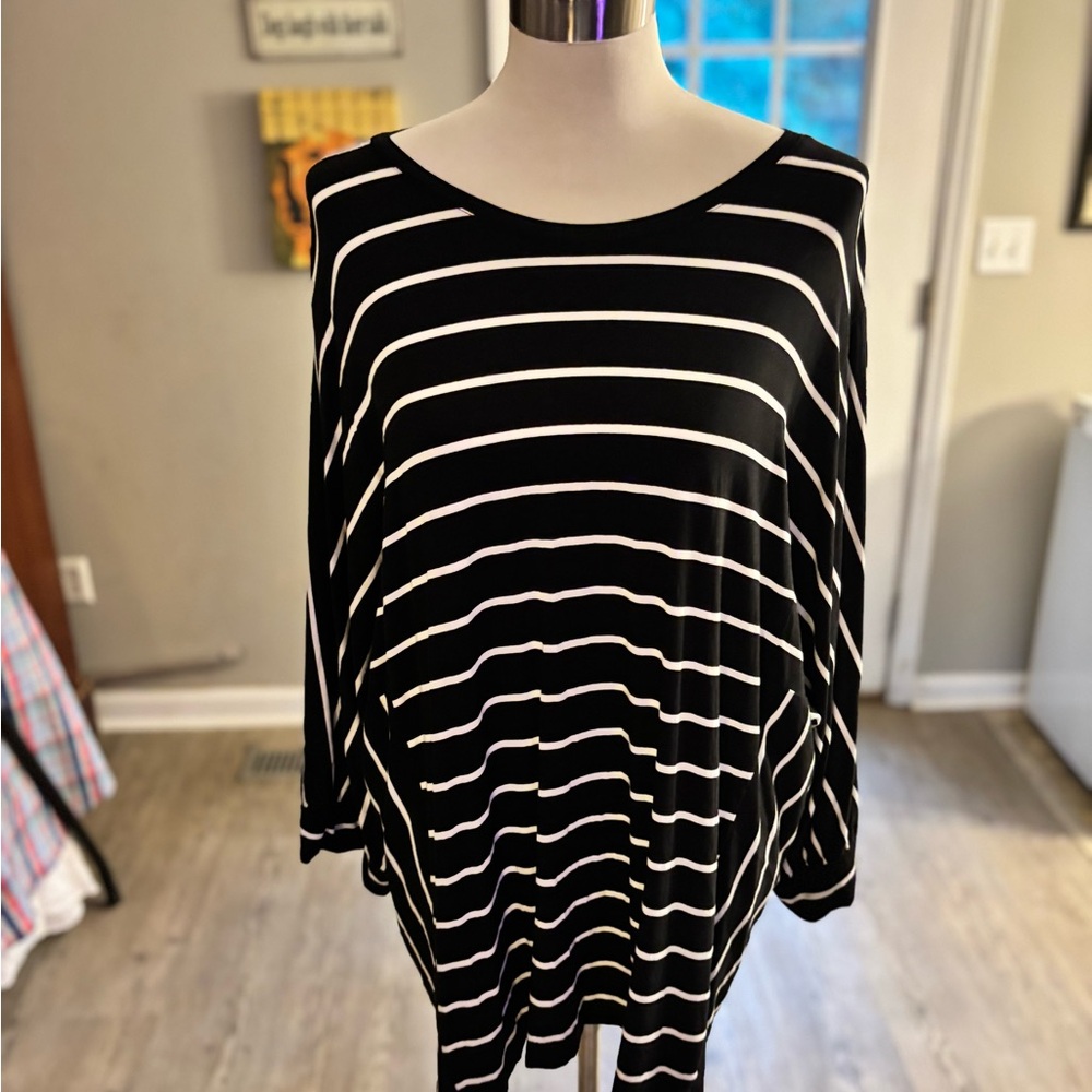 Blue and White  J Jill  3X Striped  Wearever Collection Women's Top